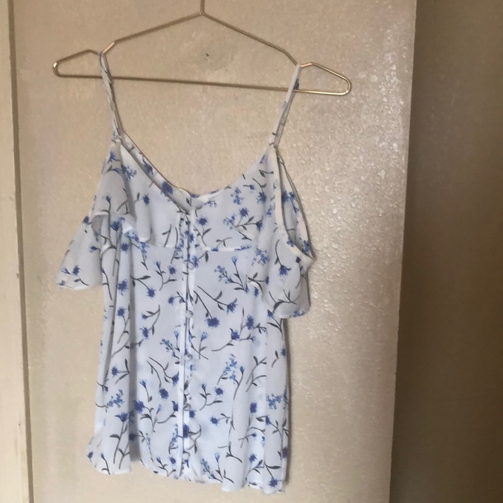 Cold shoulder floral ruffle top